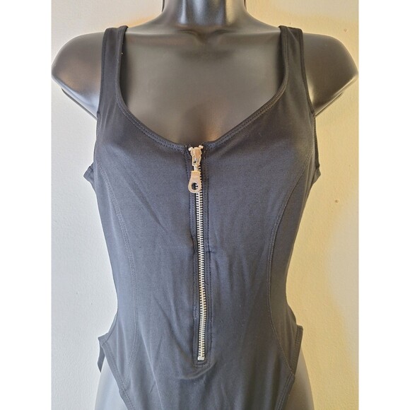 La BLANCA Zip Front One Piece Swimsuit Sz 6 Black Minimalist Beach Lifeguard - Picture 4 of 13